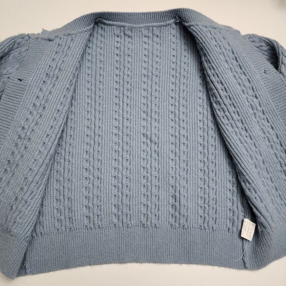 Girls Cable Knit Knitted Blue Cardigan Sweater Size 8-9 - Picture 4 of 6
